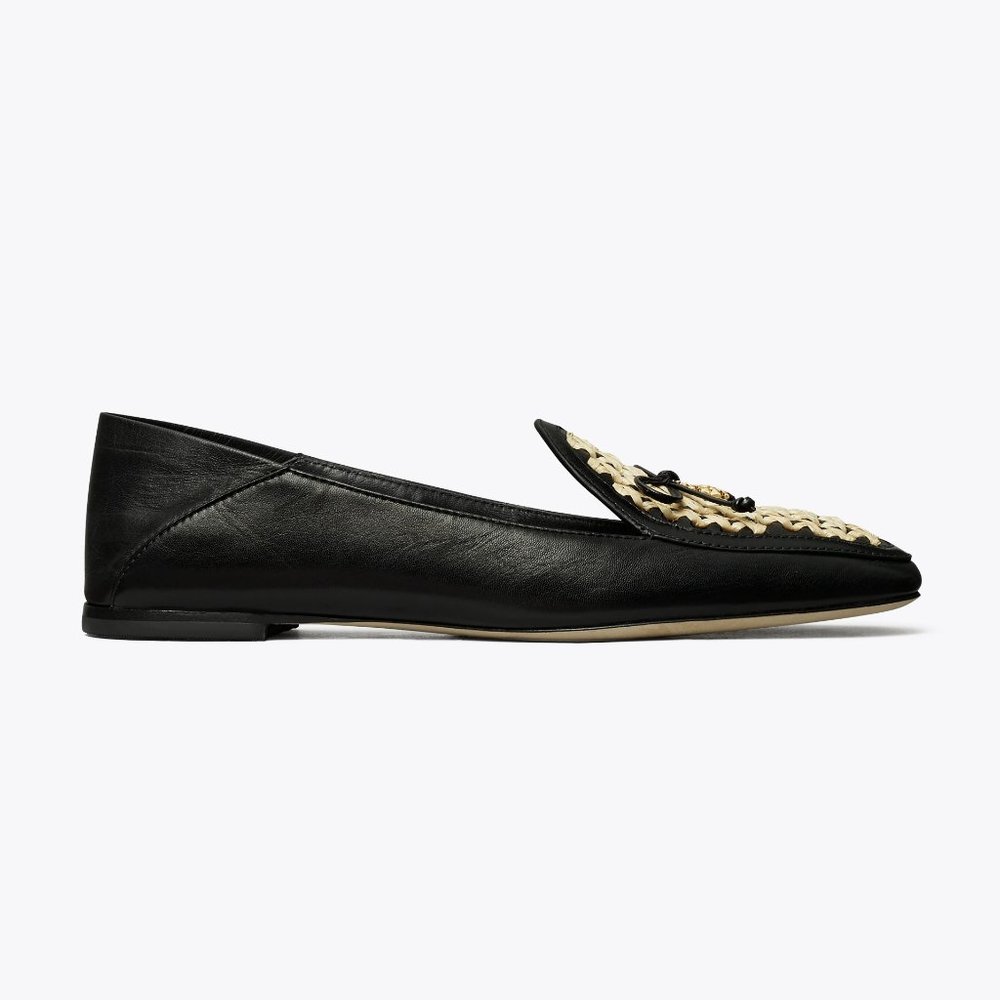 TORY BURCH * NIB $348 * CONVERTIBLE TORY CHARM WOVEN LOAFER Black Oatmeal 11 - Picture 14 of 16